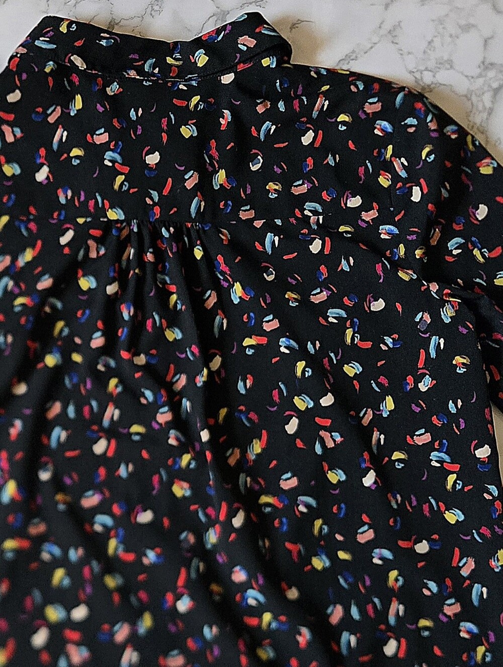 Anthropologie Cabi Black Multicolor Confetti Button-Down Blouse Shirt Small - Picture 12 of 13